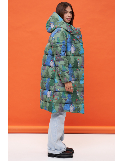 Картинка Зелений принтований пуховик